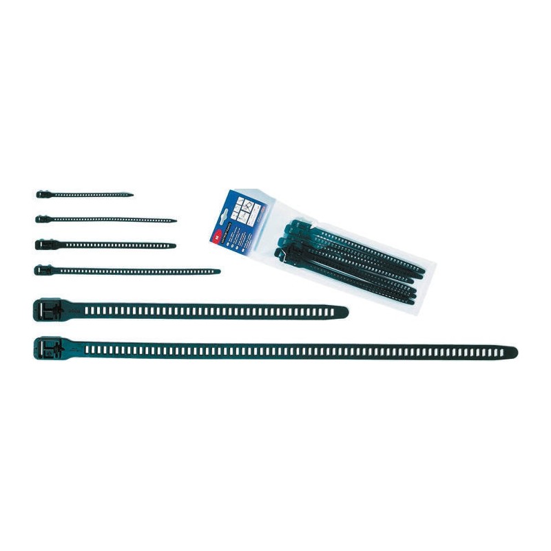 1 Bag of 12 - HellermannTyton Cable Tie, Releasable, 260mm x 7 mm, Black TPU, Pk-12