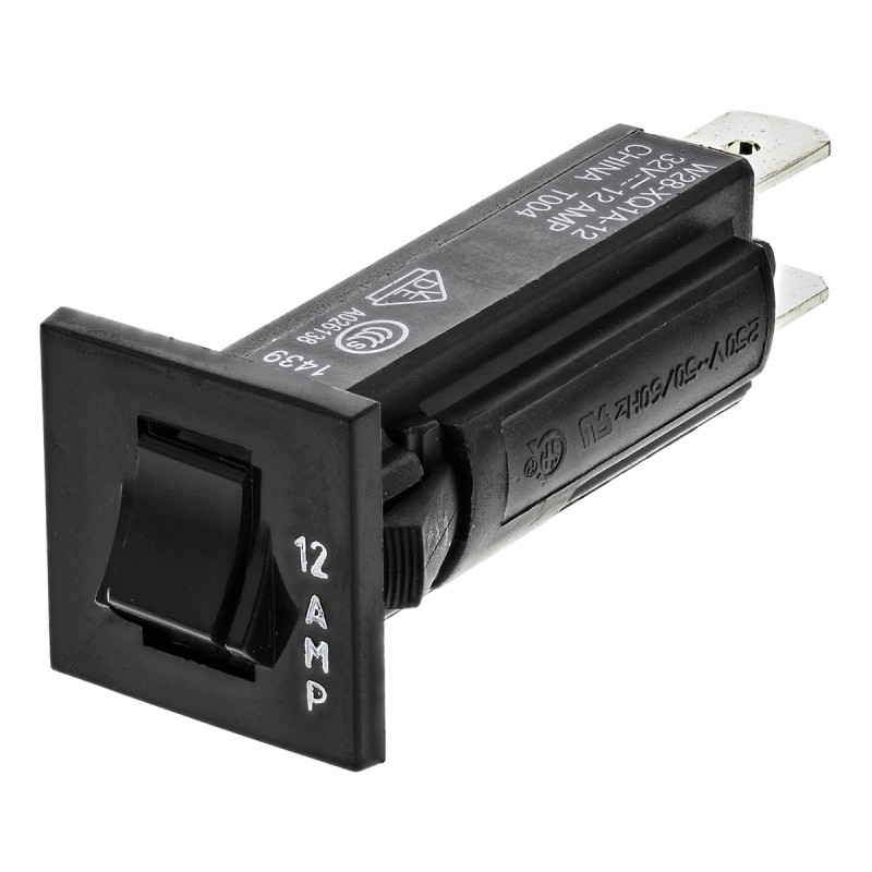 1 pcs - TE Connectivity Thermal Circuit Breaker - W28 Single Pole 32 V dc, 250V ac Voltage Rating, 12A Current Rating