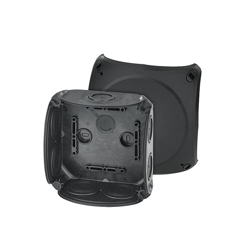 1 pcs - HENSEL DK Series Black Polypropylene Terminal Box, IP66, 0 Terminals, 77 x 130 x 130mm