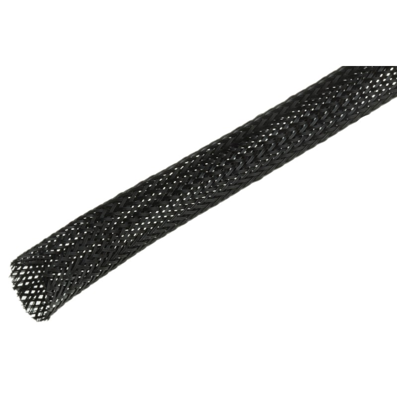 1 Box of 100 M - SES Sterling Expandable Braided PET Black Cable Sleeve, 10mm Diameter, 100m Length