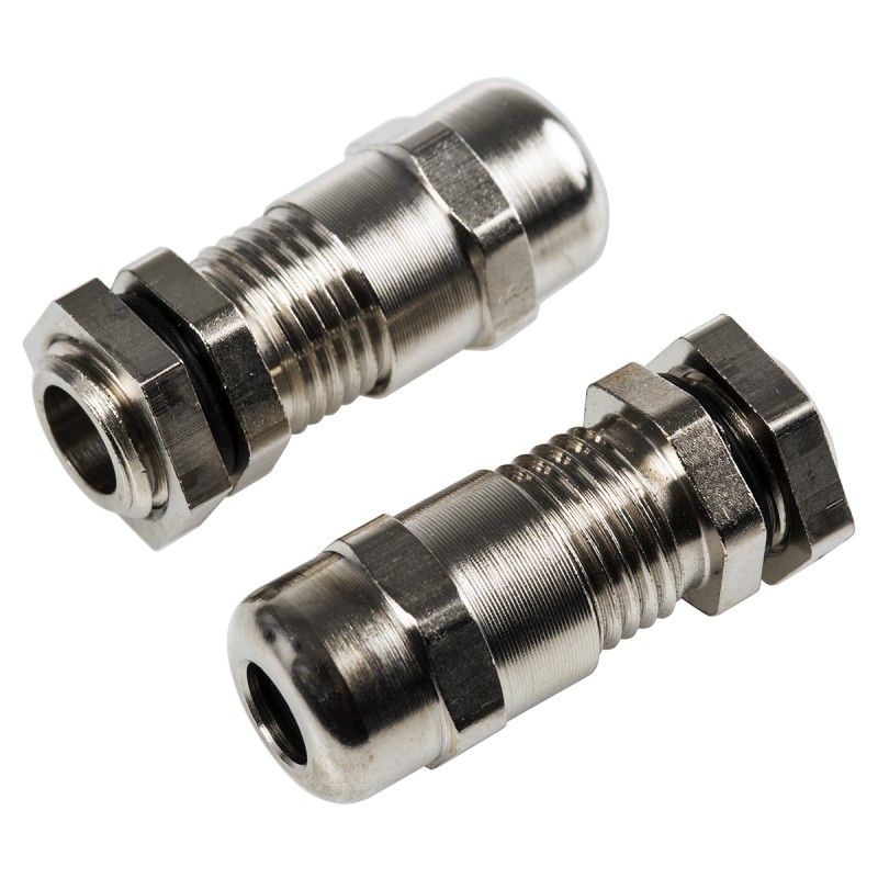 1 Box of 5 - SIB WADI-TEC Series Metallic Nickel Plated Brass Cable Gland, M12 Thread, 4mm Min, 6.5mm Max, IP68