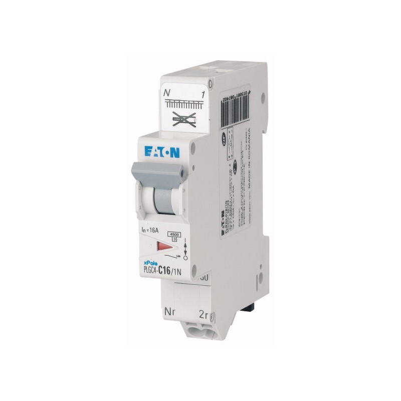 1 pcs - Eaton MCB, 1P+N, 16A Curve C