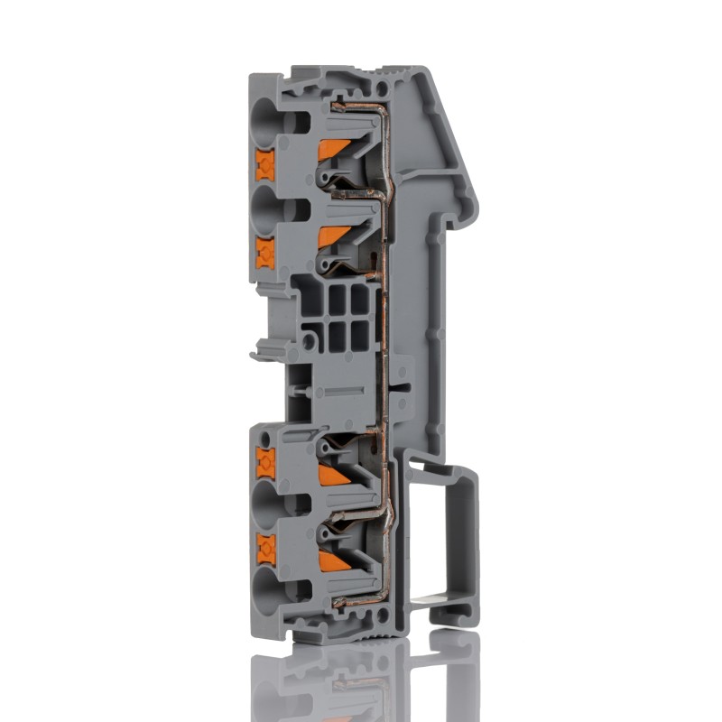 5 pcs - Phoenix Contact PT 4-QUATTRO Series Grey Feed Through Terminal Block, 0.2 - 6mm², Single-Level, Push In