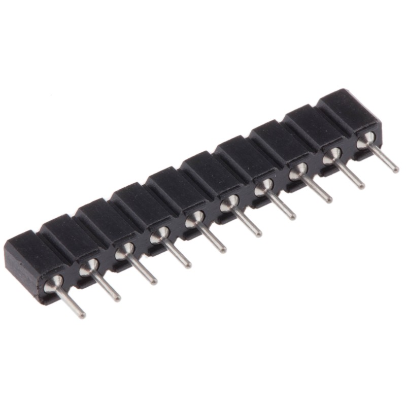 5 pcs - 10 Way Preci-Dip Straight Through Hole 2.54mm SIL Socket, Solder, 3A 100 V ac, 150 V dc