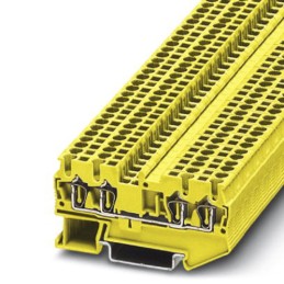 5 pcs - Phoenix Contact ST 2.5-QUATTRO YE Series Yellow DIN Rail Terminal Block, Single-Level, Spring Clamp Termination