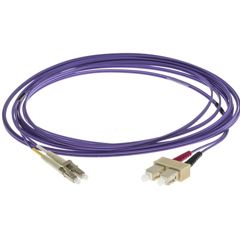 1 pcs - RS PRO LC to SC Duplex Multi Mode OM3 Fibre Optic Cable, 50/125μm, Purple, 5m