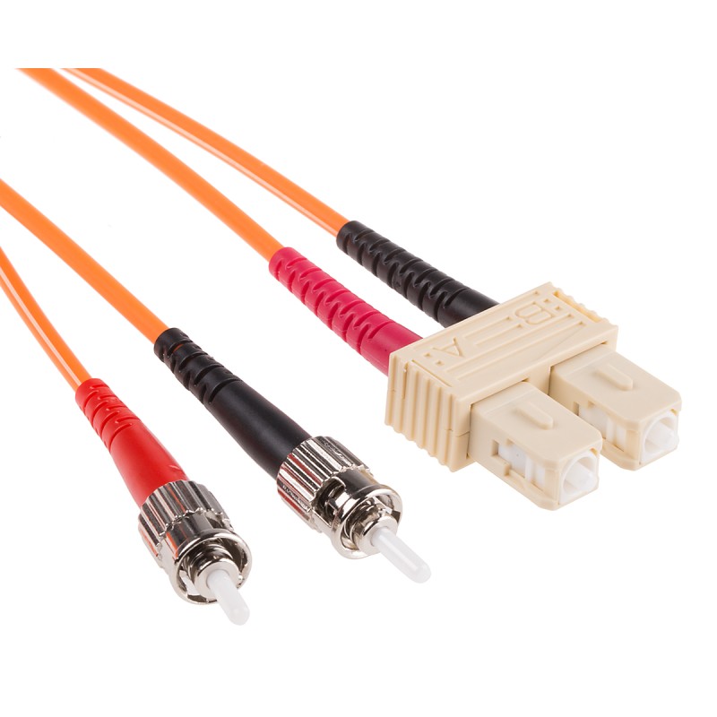 1 pcs - RS PRO ST to SC Duplex Multi Mode OM2 Fibre Optic Cable, 50/125μm, Orange, 10m