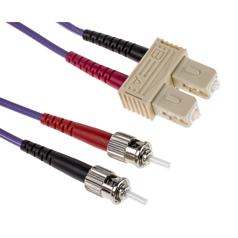 1 pcs - RS PRO SC to ST Duplex Multi Mode OM3 Fibre Optic Cable, 50/125μm, Purple, 3m