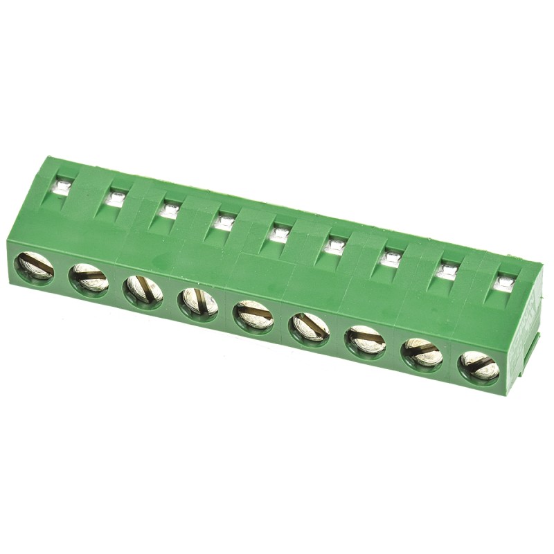 5 pcs - TE Connectivity Buchanan Series PCB Terminal Block, 9-Contact, 5mm Pitch, Through Hole Mount, 1-Row, Screw Termination