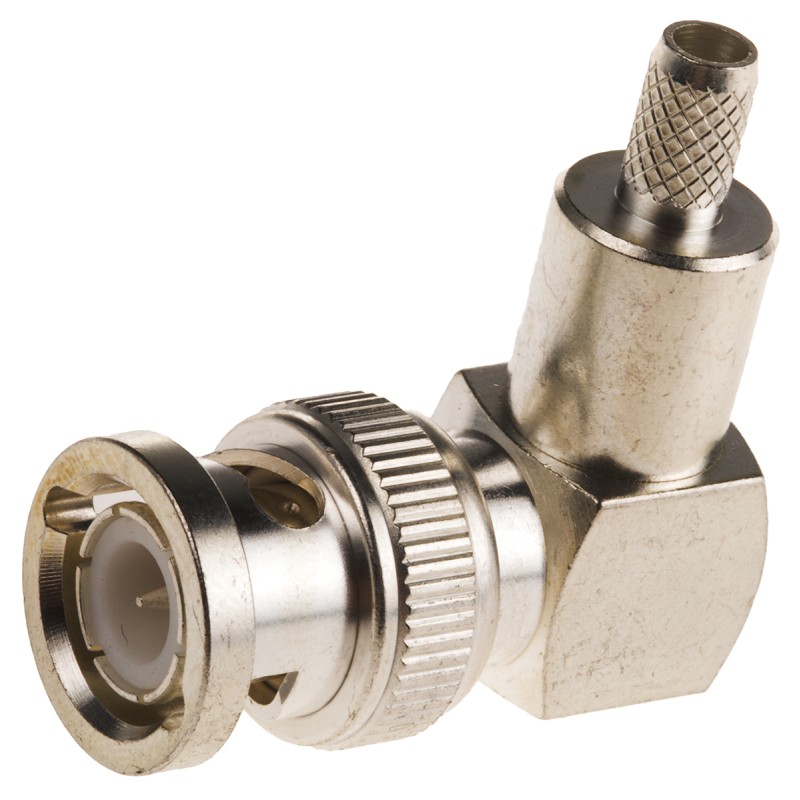 50 pcs - TE Connectivity, Plug Cable Mount BNC Connector, 50Ω, Crimp Termination, Right Angle Body