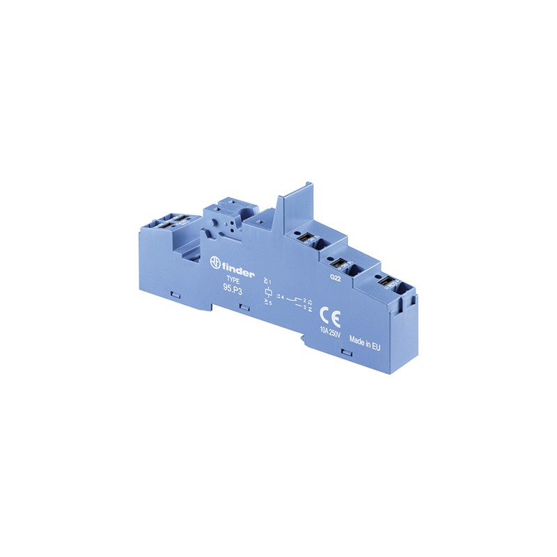 1 pcs - Finder 95 250V ac DIN Rail Relay Socket, for use with 40.31 Relay, 86.30 Timer Module
