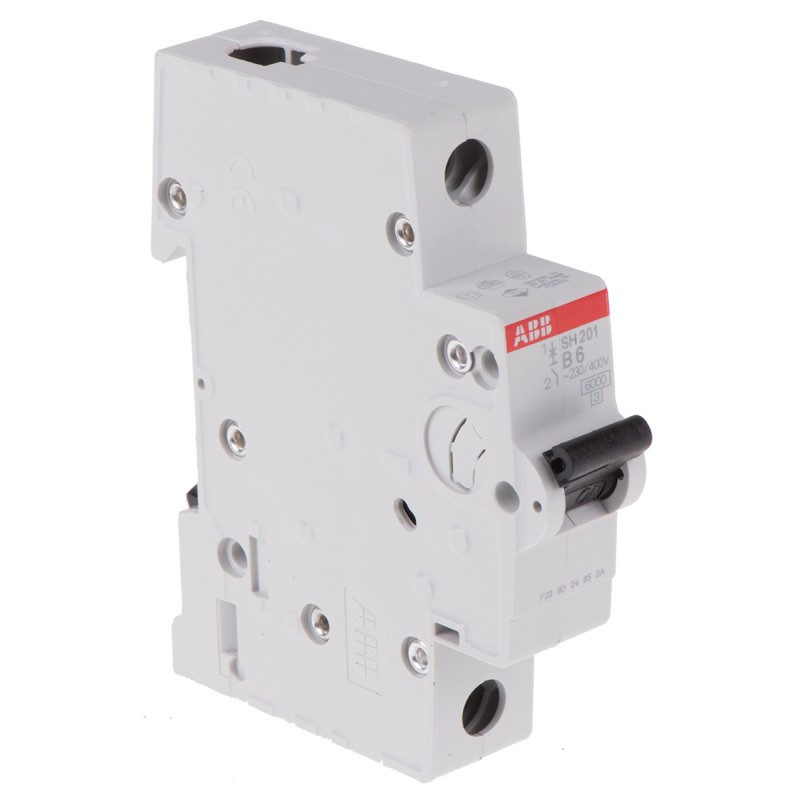 1 pcs - ABB Compact Home SH200 MCB, 1P, 6A Curve B, 400V AC, 60V DC, 6 kA Breaking Capacity