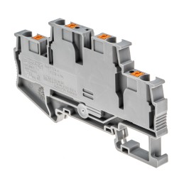 5 pcs - Phoenix Contact PTTB 4 Series Grey Feed Through Terminal Block, 0.2 - 6mm², Double-Level, Push In Termination,