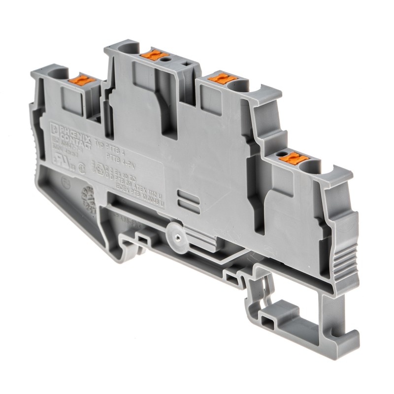 5 pcs - Phoenix Contact PTTB 4 Series Grey Feed Through Terminal Block, 0.2 - 6mm², Double-Level, Push In Termination,
