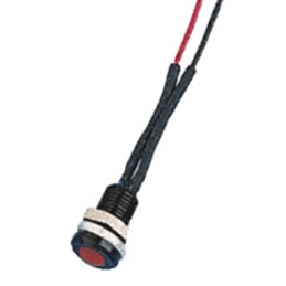 1 pcs - Oxley Red Panel Mount Indicator, 1.9V dc, 6.4mm Mounting Hole Size, Lead Wires Termination, IP66
