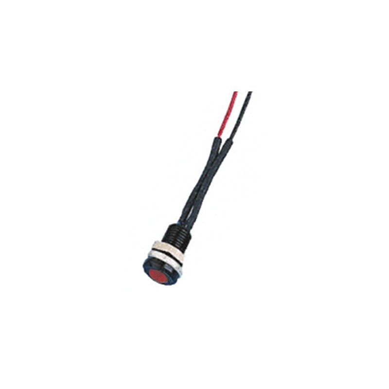1 pcs - Oxley Red Panel Mount Indicator, 1.9V dc, 6.4mm Mounting Hole Size, Lead Wires Termination, IP66