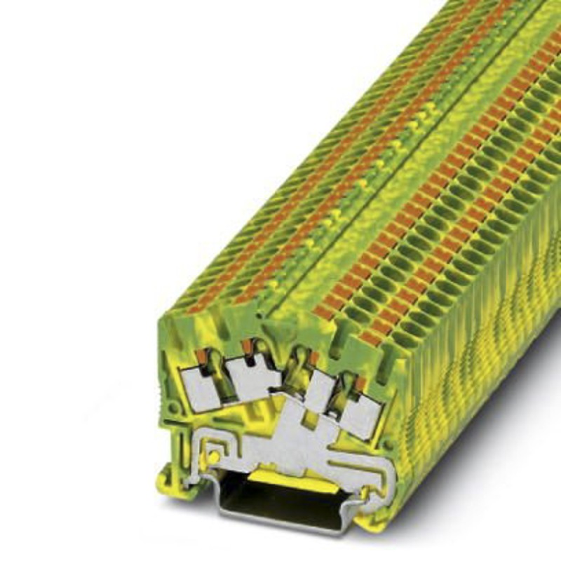 5 pcs - Phoenix Contact 4-Way PTS 2.5-QUATTRO-PE Earth Terminal Block, 4mm², 26 - 12 AWG Wire, Push In, Polyamide