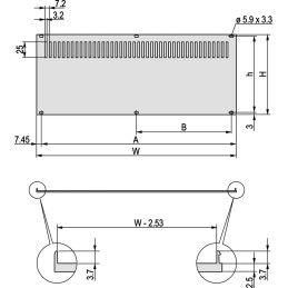 1 pcs - nVent SCHROFF Grey Aluminium Back Plane, 3U, 28HP, Ventilated, 141.9 x 128.4mm