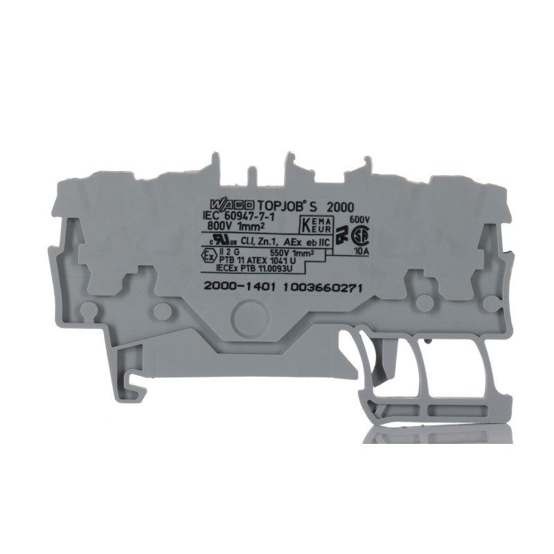 5 pcs - Wago TOPJOB S, 2000 Series Grey Feed Through Terminal Block, 1mm², Single-Level, Push-In Cage Clamp Termination, ATEX,