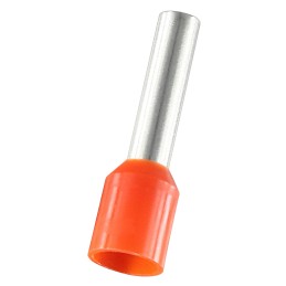 500 pcs - RS PRO Insulated Bootlace Ferrule, 8mm Pin Length, 3.2mm Pin Diameter, 4mm² Wire Size, Orange