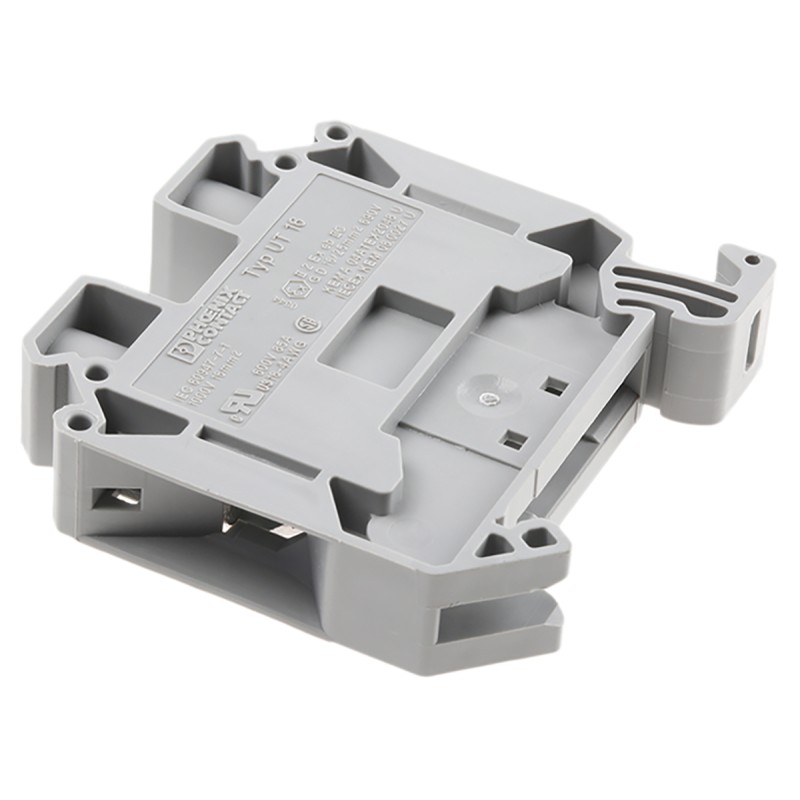 5 pcs - Phoenix Contact UT 16 Series Grey Feed Through Terminal Block, 1.5 - 25mm², Single-Level, Screw Termination, ATEX