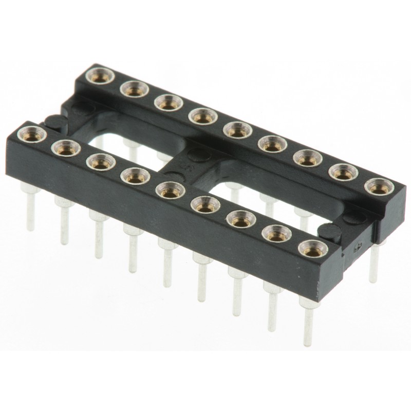 5 pcs - Preci-Dip 2.54mm Pitch Vertical 18 Way, Through Hole Turned Pin Open Frame IC Dip Socket, 1A