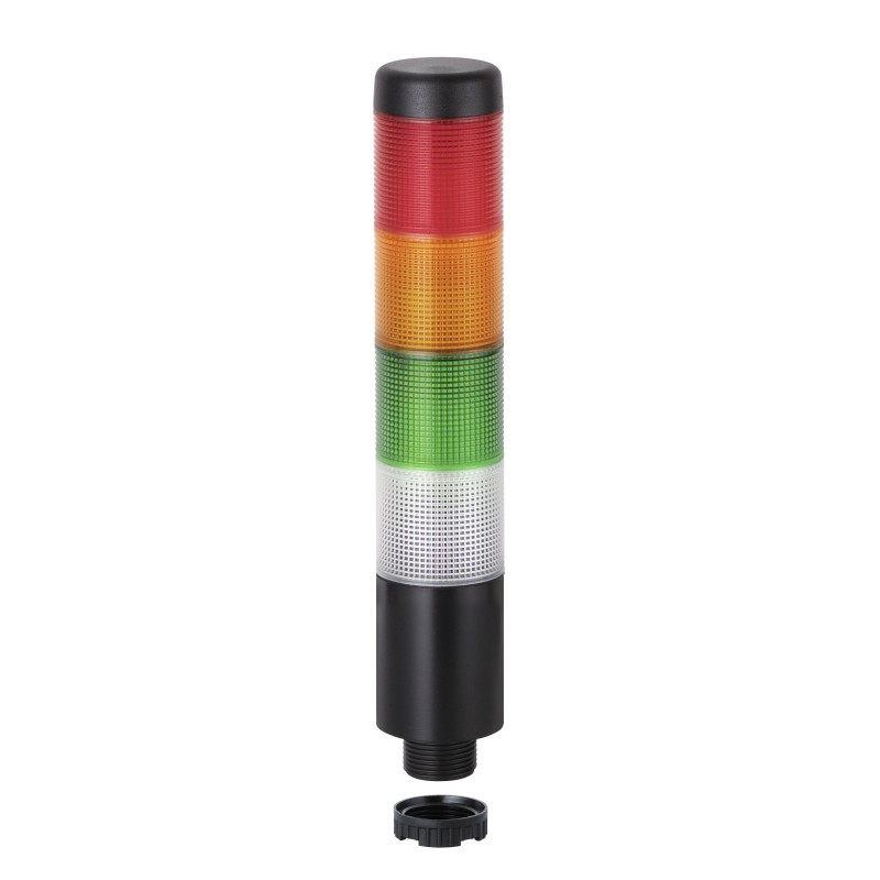 1 pcs - Werma Kompakt 37 Series Clear, Green, Red, Yellow Buzzer Signal Tower, 4 Lights, 24 V