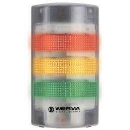 1 pcs - Werma FlatSIGN Series Red/Green/Yellow Signal Tower, 3 Lights, 115 - 230 V, Wall Mount