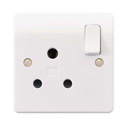 1 pcs - MK Electric White 1 Gang Electrical Socket, 1 Pole, 15A