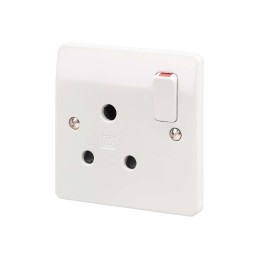 1 pcs - MK Electric White 1 Gang Electrical Socket, 1 Pole, 15A