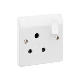 1 pcs - MK Electric White 1 Gang Electrical Socket, 1 Pole, 15A