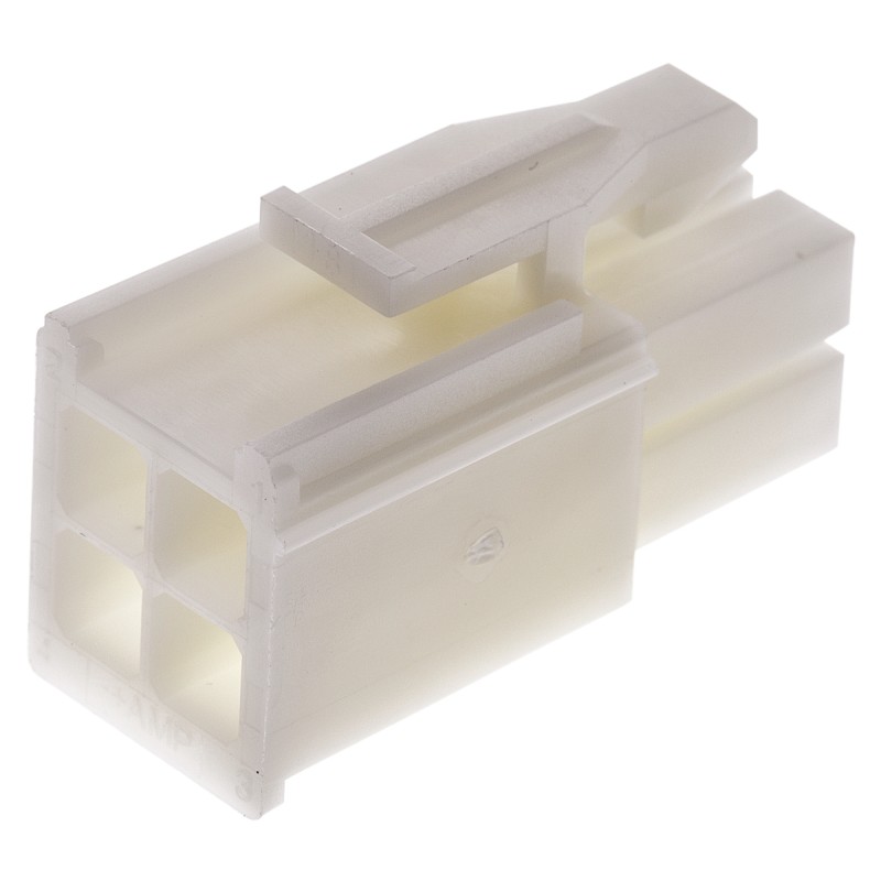 500 pcs - TE Connectivity, Mini-Universal MATE-N-LOK Male Connector Housing, 4.14mm Pitch, 4 Way, 2 Row