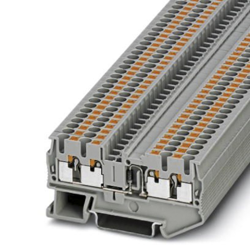 5 pcs - Phoenix Contact PT 2.5-QUATTRO-DIO/R-L Series Grey Feed Through Terminal Block, 0.14 - 4mm², Single-Level, Push