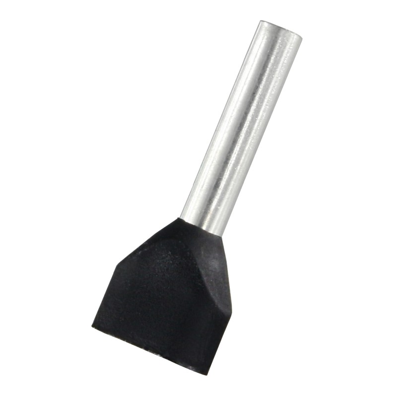 500 pcs - RS PRO Insulated Bootlace Ferrule, 12mm Pin Length, 2.6mm Pin Diameter, 2 x 1.5mm² Wire Size, Black