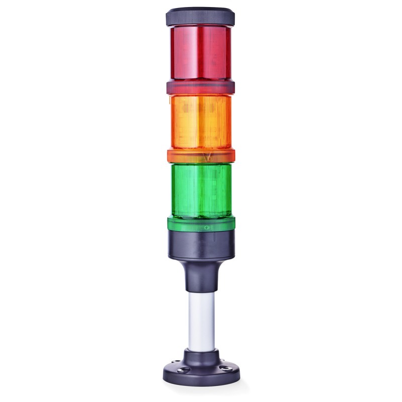 1 pcs - AUER Signal ECOmodul70 Series Red/Green/Amber Signal Tower, 3 Lights, 24 V ac/dc, Base Mount