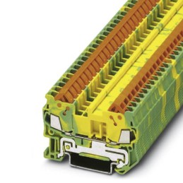 5 pcs - Phoenix Contact QTC 1.5-PE Series Green/Yellow DIN Rail Terminal Block, 0.25 - 1.5mm², Single-Level, Quick