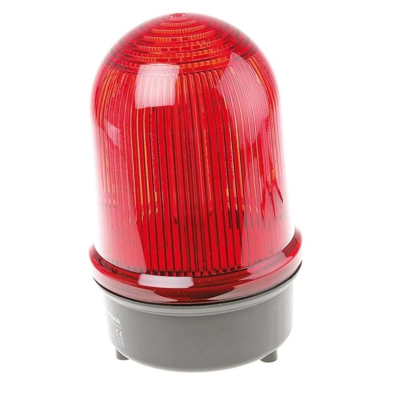 1 pcs - Werma BM 280 Series Red Steady Beacon, 230 V ac, Surface Mount, LED Bulb