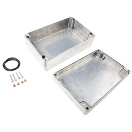 1 pcs - RS PRO Silver Die Cast Aluminium Enclosure, IP66, Silver Lid, 280 x 180 x 100mm