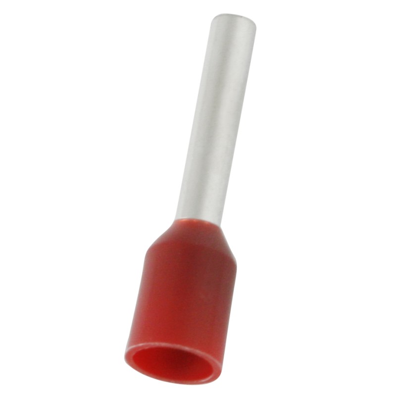 500 pcs - RS PRO Insulated Bootlace Ferrule, 10mm Pin Length, 2mm Pin Diameter, 1.5mm² Wire Size, Red