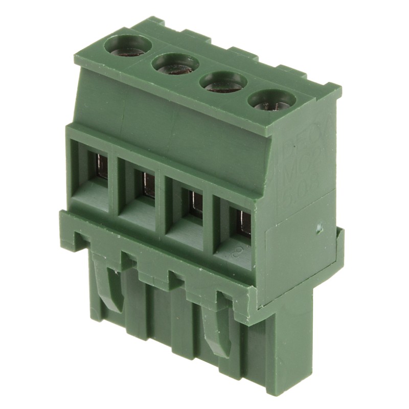 5 pcs - RS PRO 5.08mm Pitch 4 Way Pluggable Terminal Block, Plug, Cable Mount, Screw Termination