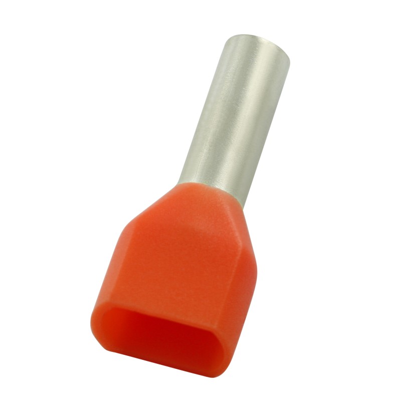 500 pcs - RS PRO Insulated Bootlace Ferrule, 8mm Pin Length, 1.8mm Pin Diameter, 2 x 0.5mm² Wire Size, Orange