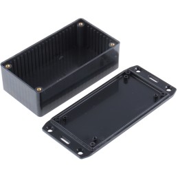 1 pcs - Hammond 1591 Series Black Flame Retardant ABS Enclosure, IP54, Flanged, Black Lid, 120 x 65 x 36mm