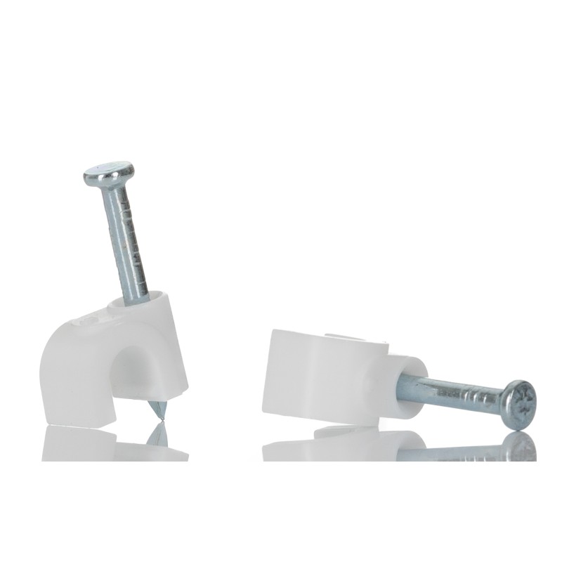 1 Box of 100 - RS PRO White PE Round Cable Clip, 5mm Max. Bundle