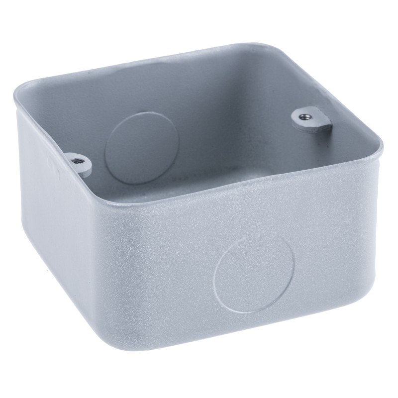 1 pcs - MK Electric Metalclad Silver Aluminium Back Box, BS, IP20, 2 Gangs, 73 x 73 x 40mm