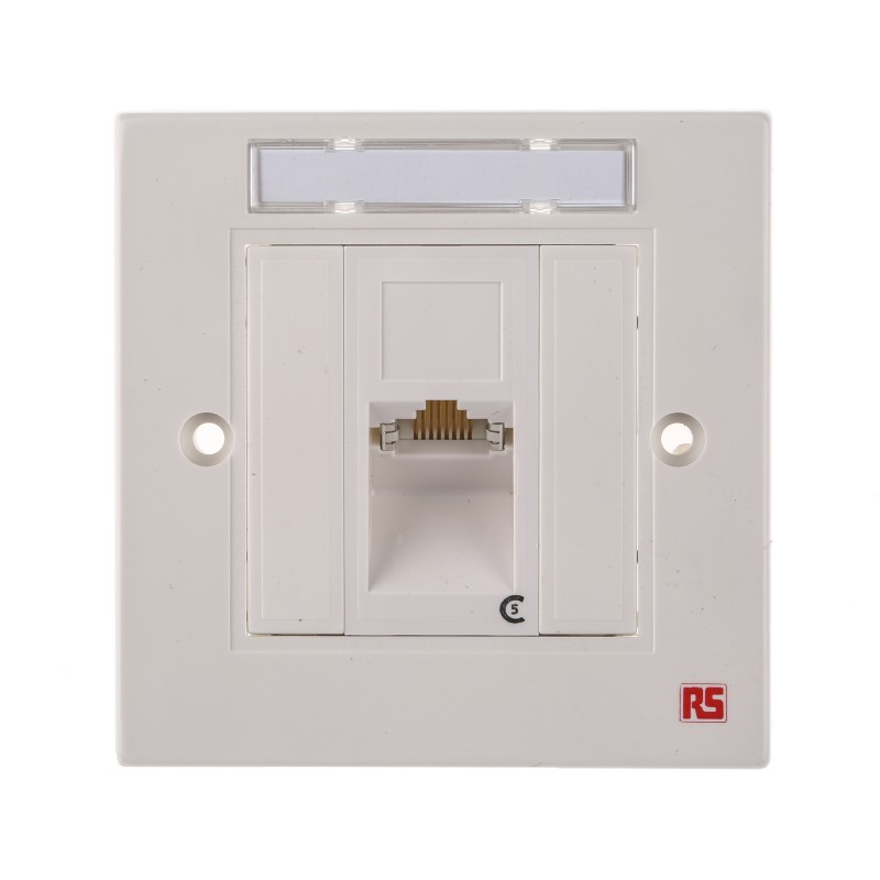 1 pcs - RS PRO Angled Cat5e 1 Way RJ45 Face Plate,With STP Shield Type