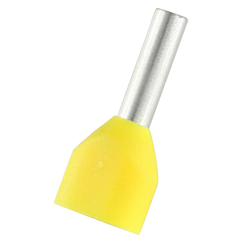 500 pcs - RS PRO Insulated Bootlace Ferrule, 8mm Pin Length, 1.7mm Pin Diameter, 1mm² Wire Size, Yellow