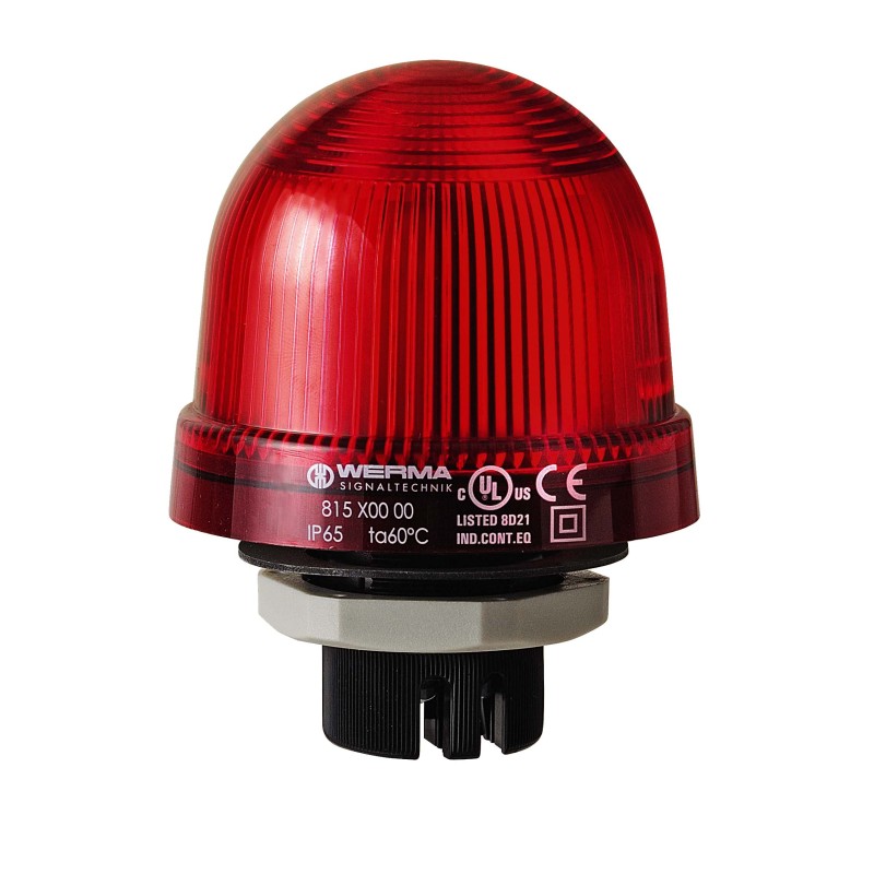 1 pcs - Werma 816 Series Red Flashing Beacon, 24 V, Built-in Mounting, LED Bulb