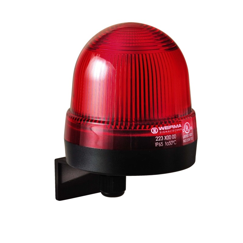 1 pcs - Werma 225 Series Red Flashing Beacon, 24 V, Wall Mount, Xenon Bulb