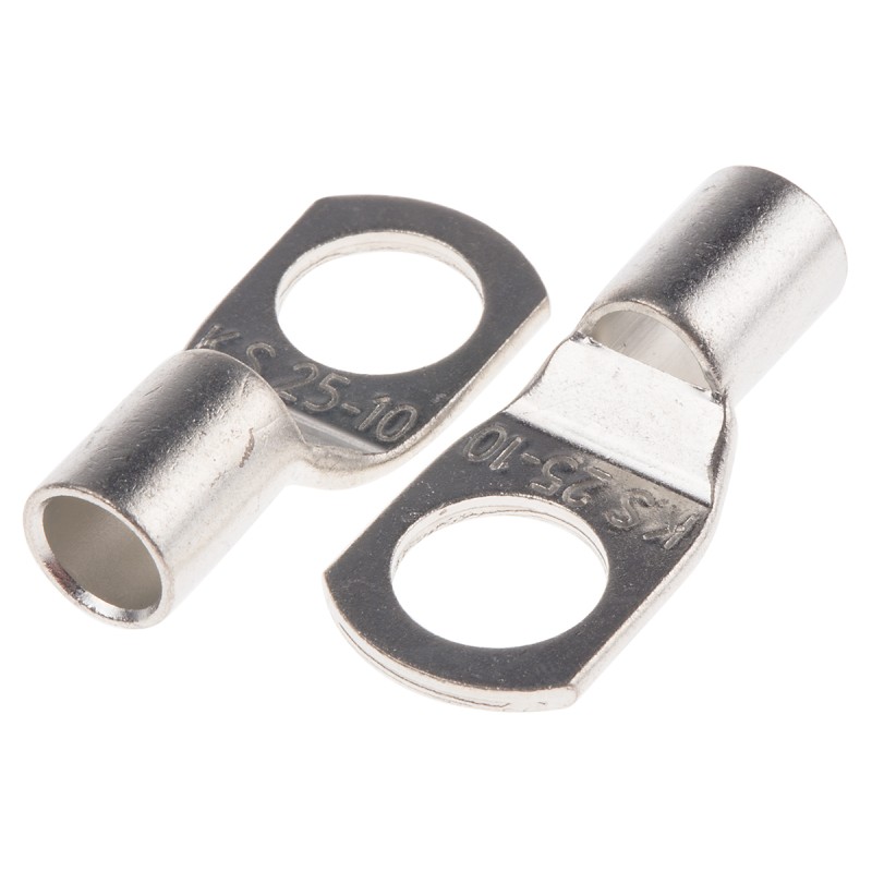 5 pcs - RS PRO Uninsulated Ring Terminal, M10.5 (3/8) Stud Size to 25mm² Wire Size
