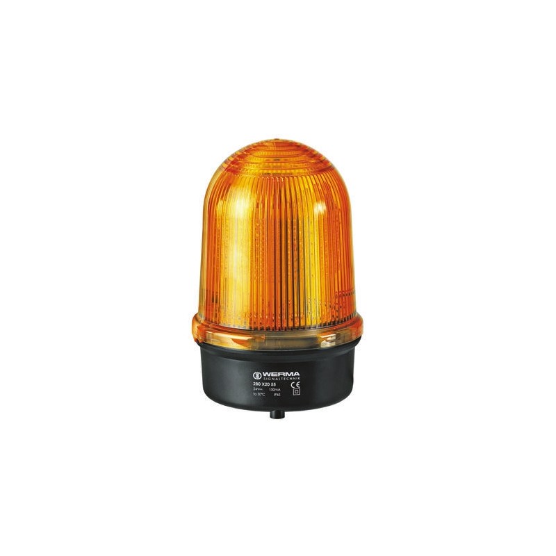 1 pcs - Werma BM 280 Series Yellow Flashing Beacon, 24 V dc, Surface Mount, LED Bulb